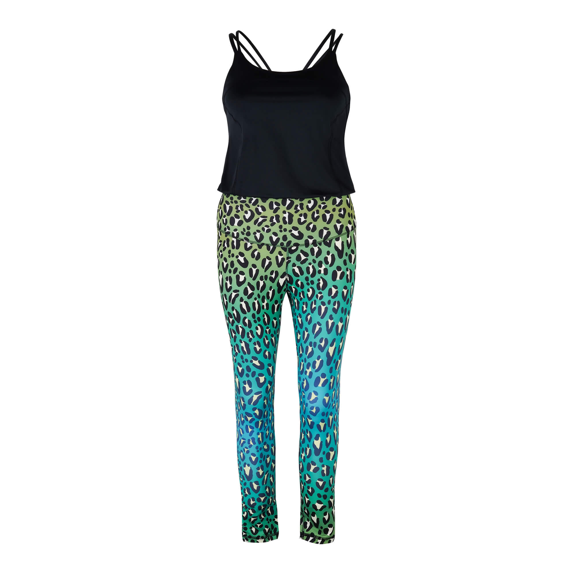 Jumpsuit Motion Safari Green mit Schwarz
