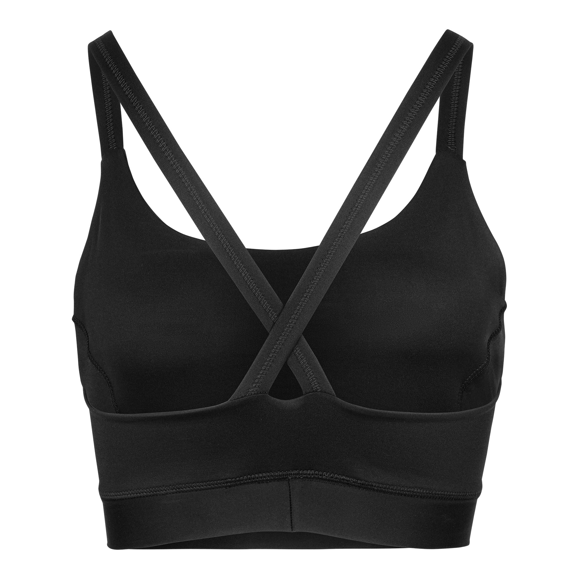 Schwarzer yoga bra von hinten