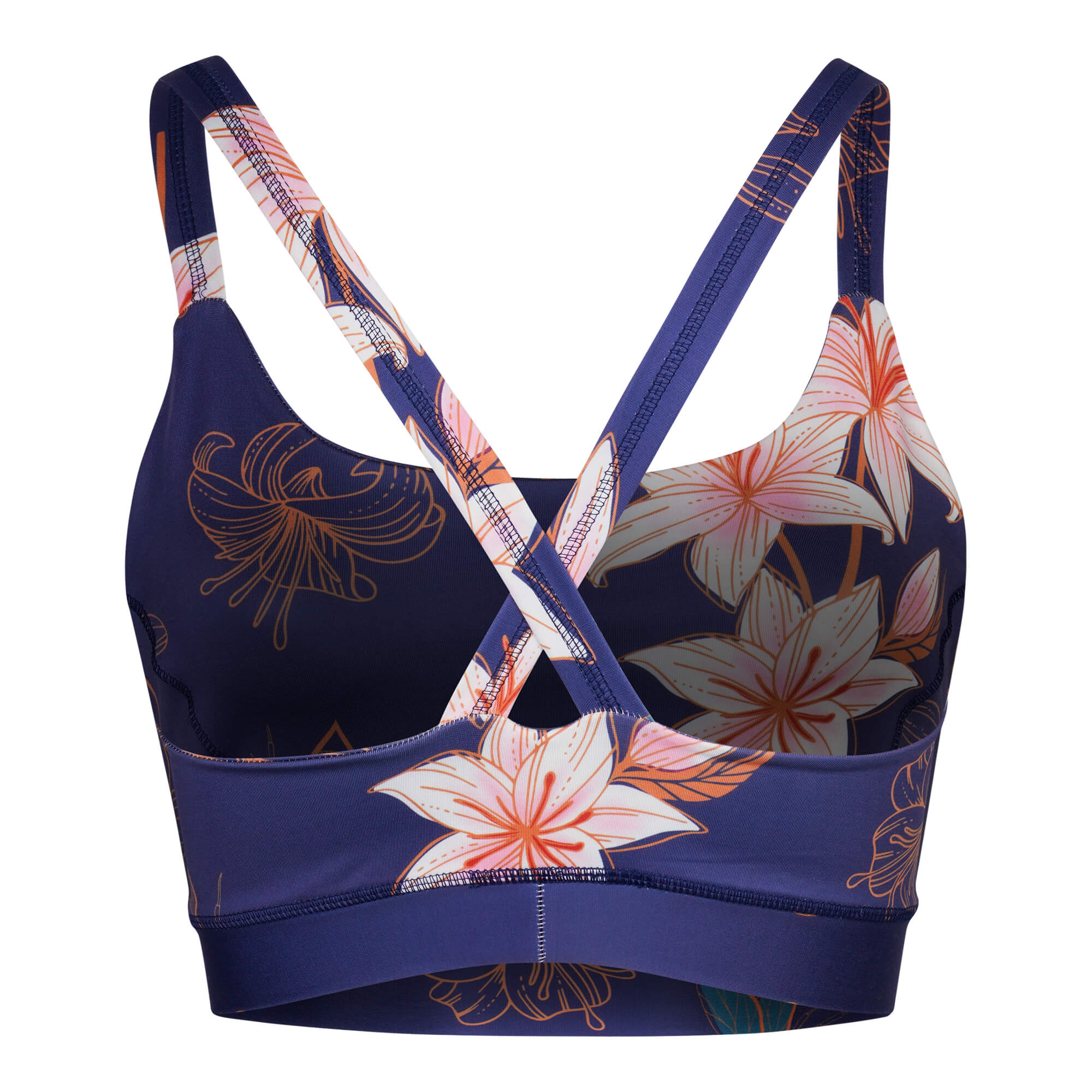 Blumenmuster yoga bra von hinten