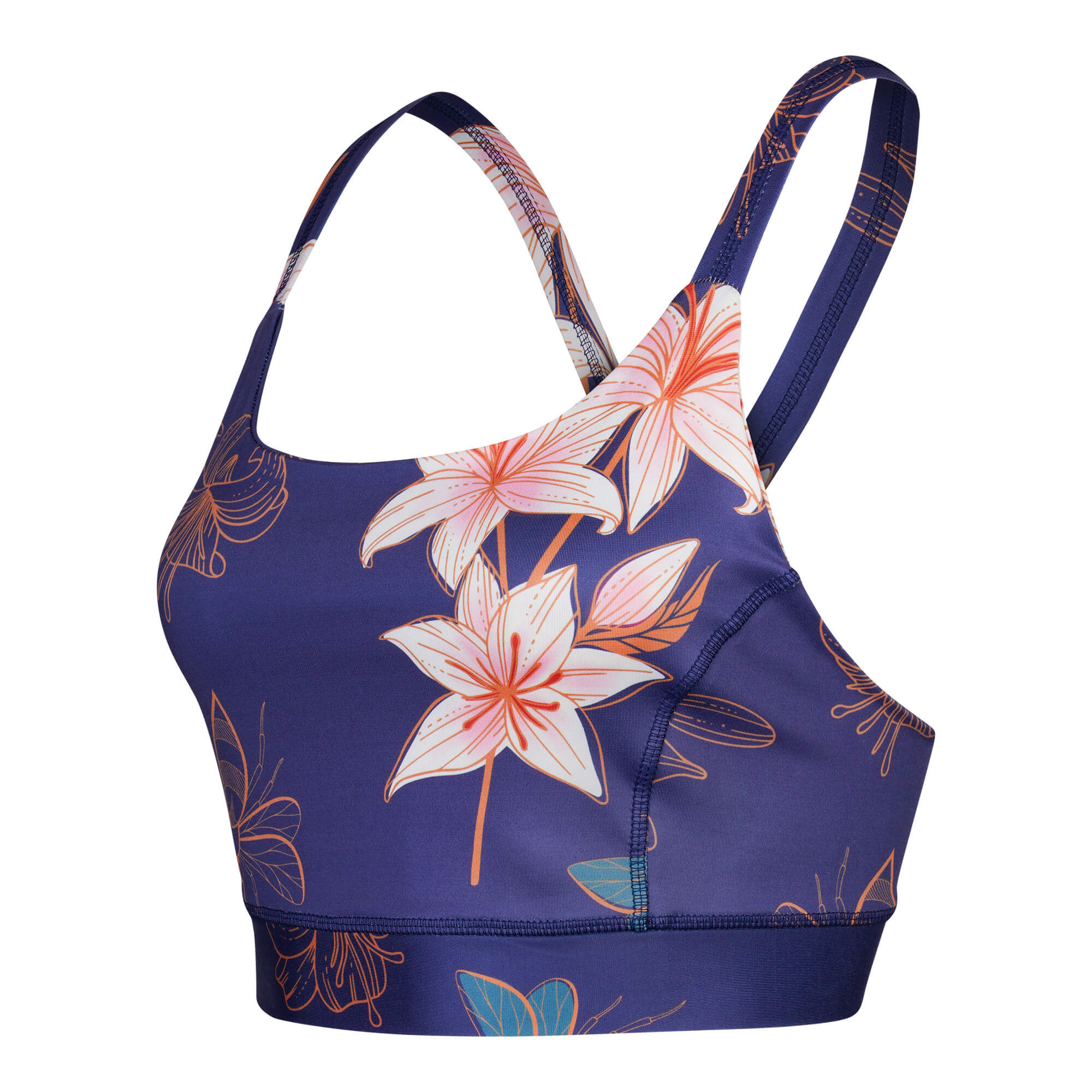 Blumenmuster Yoga Bra von der Seite