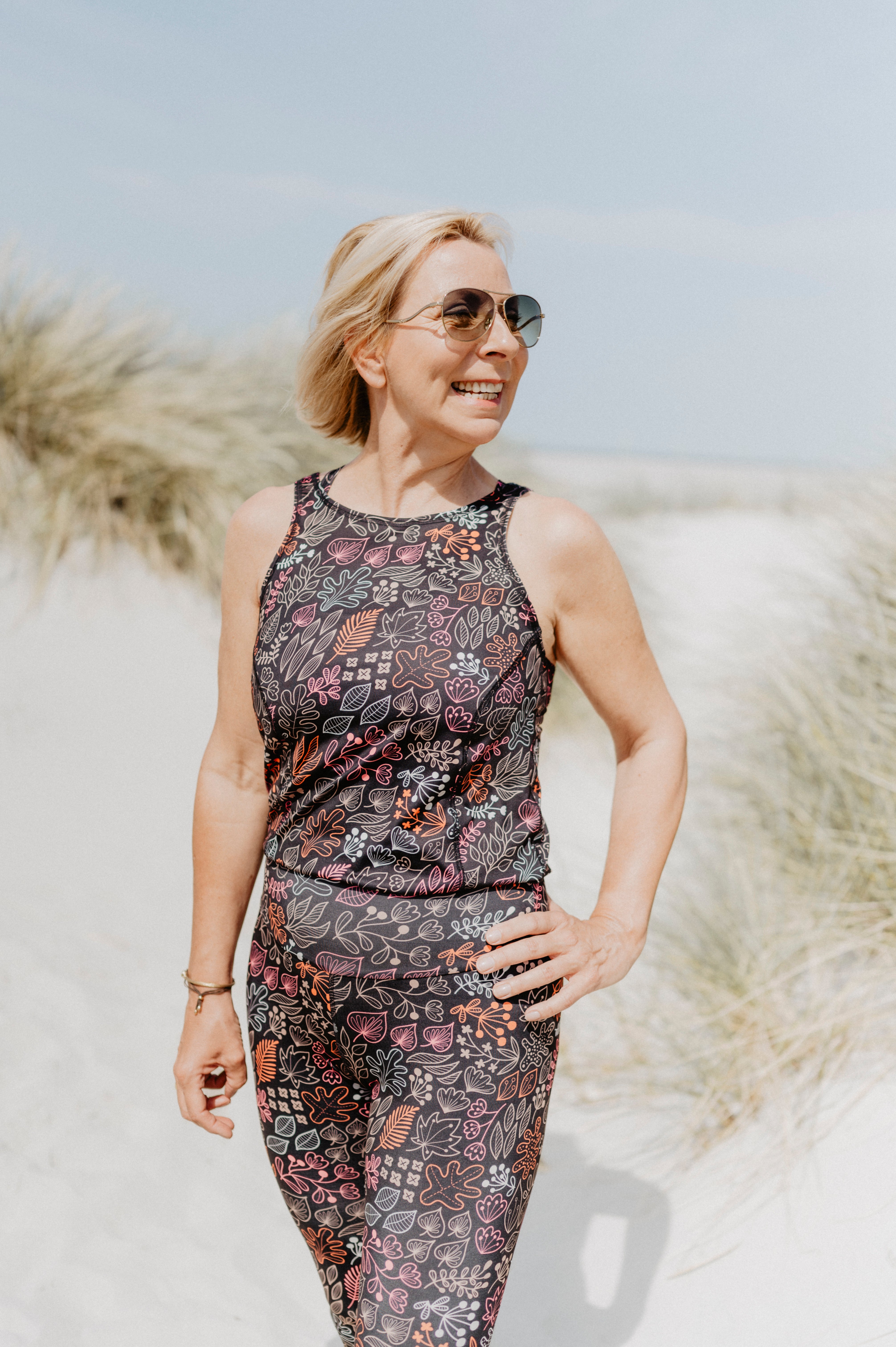 Jumpsuit Active Leaves Pink