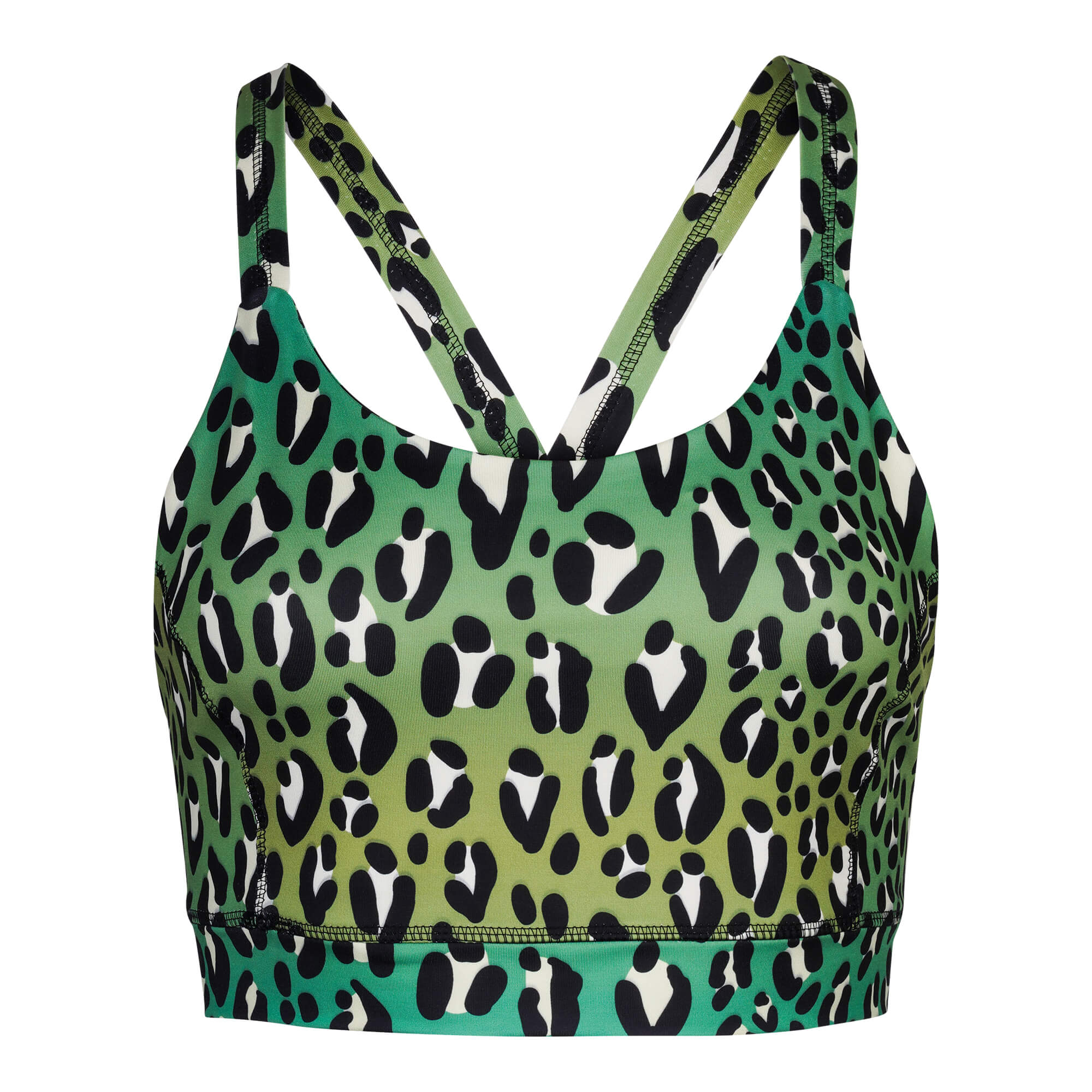 Grüner Yoga bra mit Leopardenmuster 